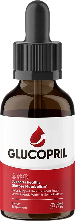 A bottle of GlucoPril, 30 ml (1 fl oz)